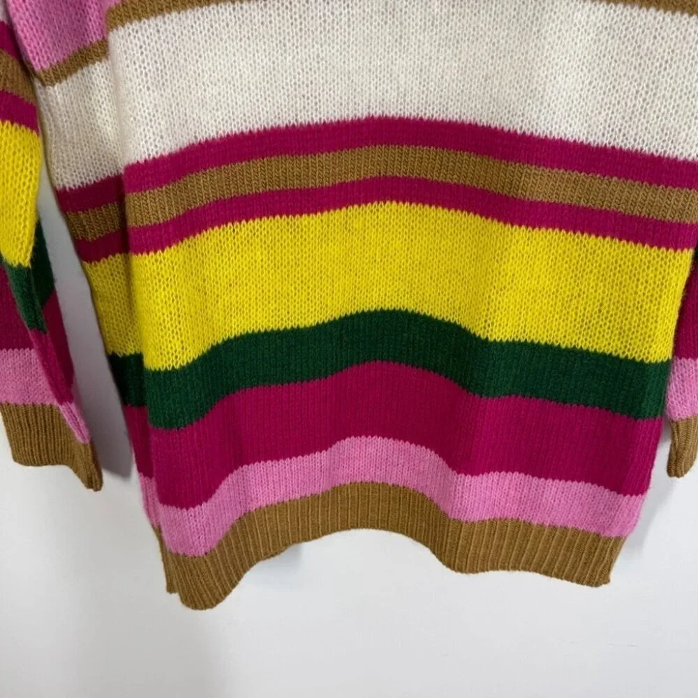 Eighty2 by Figaro Multicolor Rainbow Striped Wool Blend Cowl Neck Sweater Size S
